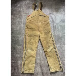 Men's Vintage 80's Key Imperial USA Quilt Lined Brown Canvas Work Overalls Sz L